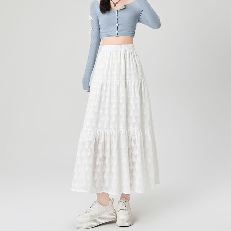 High A-Line Waist Skirt Patterned Midi