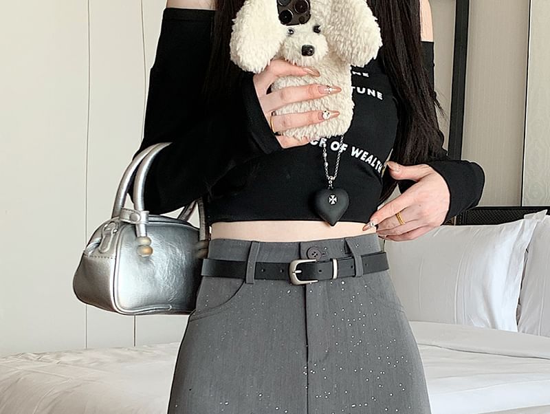 Waist A-Line Mini High Sequin Skirt