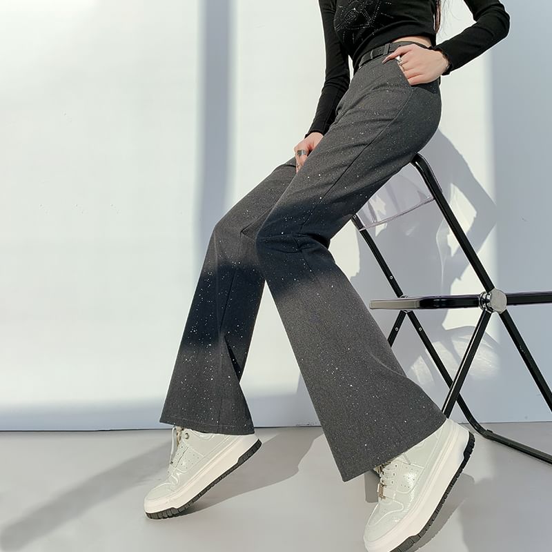 Flared Pants High Sequin Rise