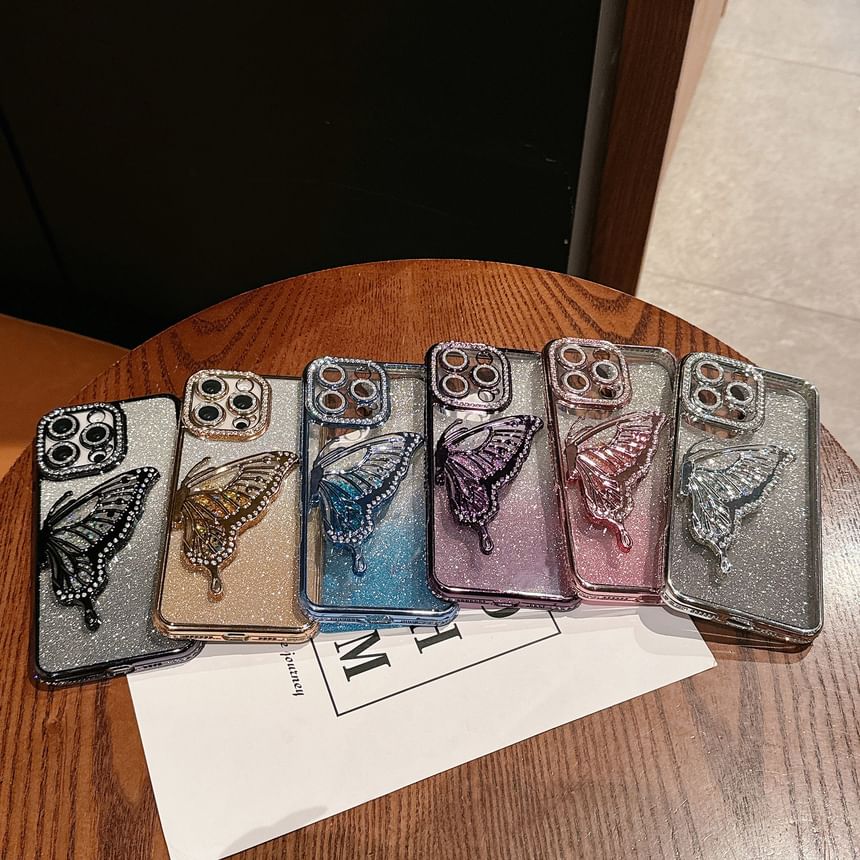 Case Embellished Stand Phone Butterfly
