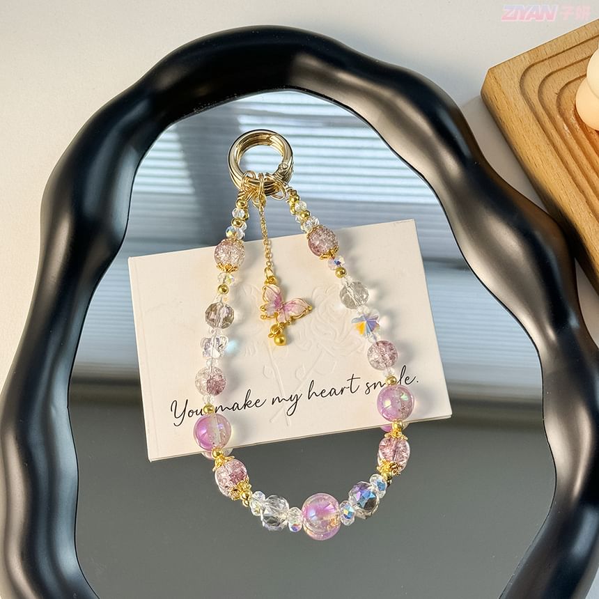 Faux Phone Butterfly with Strap Lanyard Pad Crystal