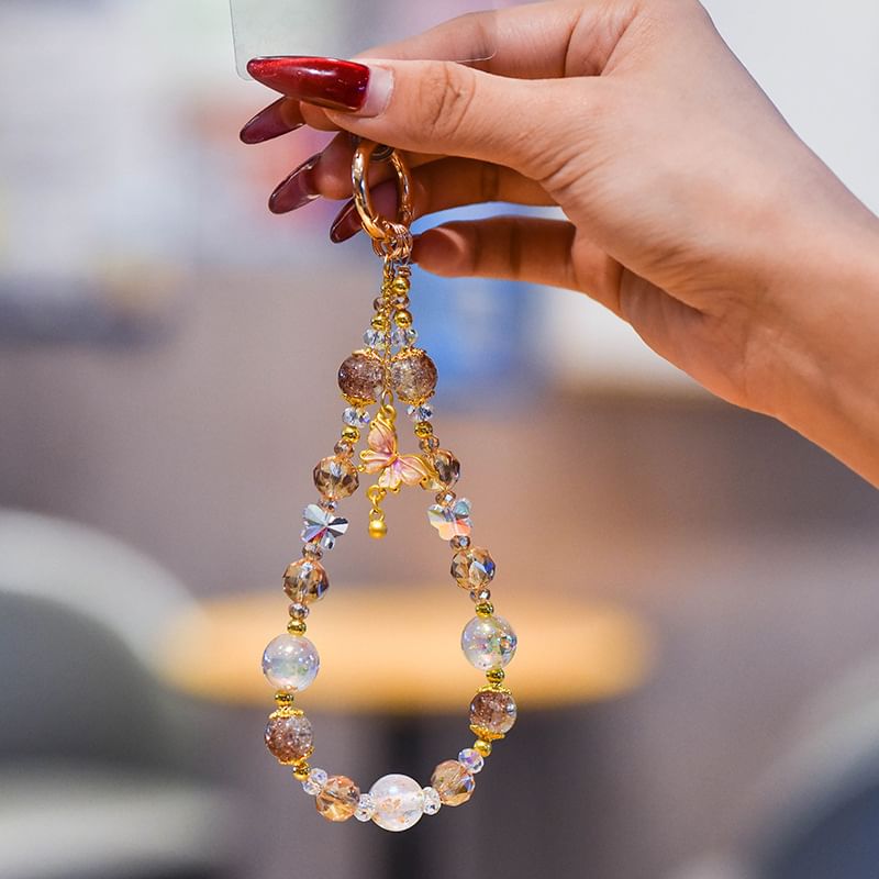 Faux Phone Butterfly with Strap Lanyard Pad Crystal