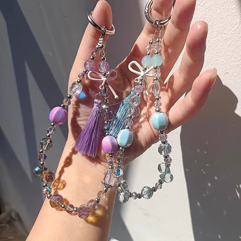 Faux Lanyard Bow Pad Crystal with Strap Phone