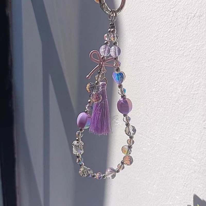 Faux Lanyard Bow Pad Crystal with Strap Phone