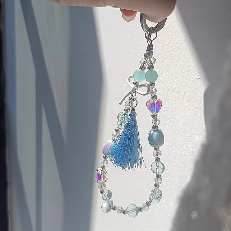 Faux Lanyard Bow Pad Crystal with Strap Phone