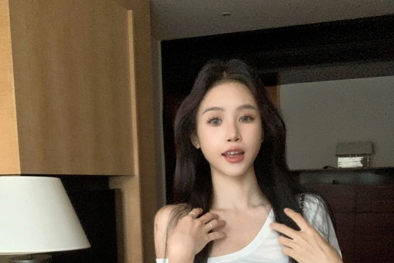 Yoga T-Shirt Waist Plain Skirt High Crop Off / Shoulder Overlay Short-Sleeve Pants