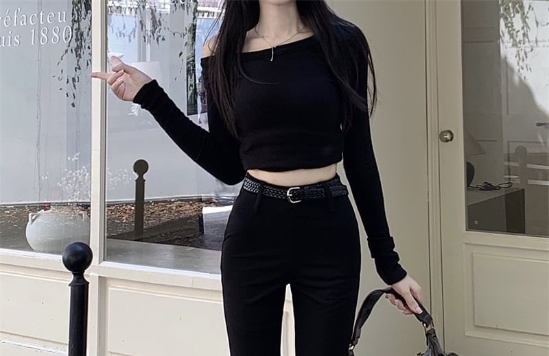 High Pants Rise Plain Flared