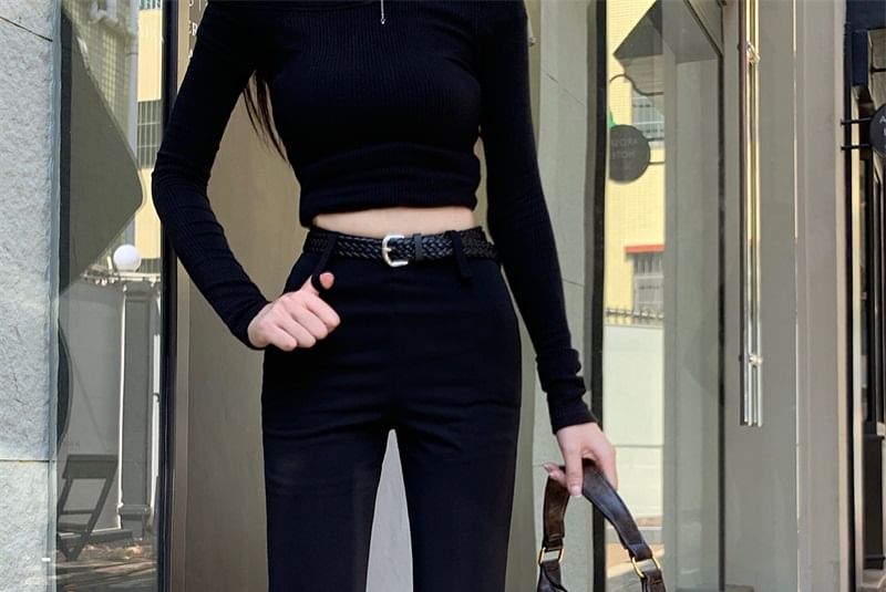 High Pants Rise Plain Flared