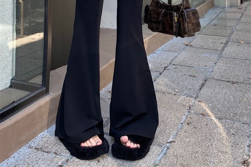 High Pants Rise Plain Flared