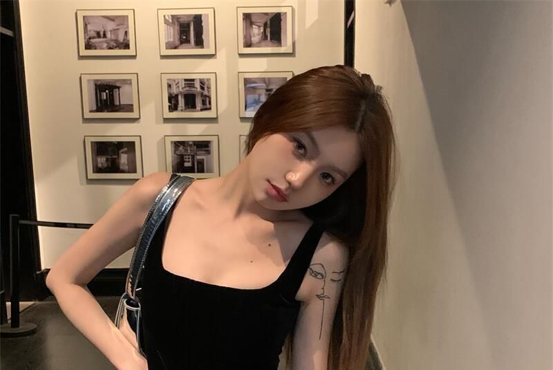 High Camisole / Square Neck Flared Rise Plain Pants Faux Leather Top