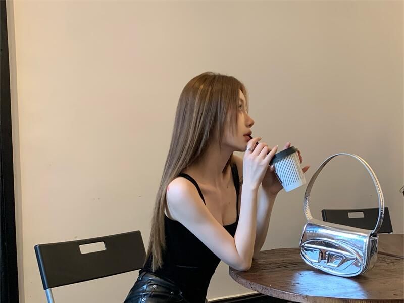 High Camisole / Square Neck Flared Rise Plain Pants Faux Leather Top