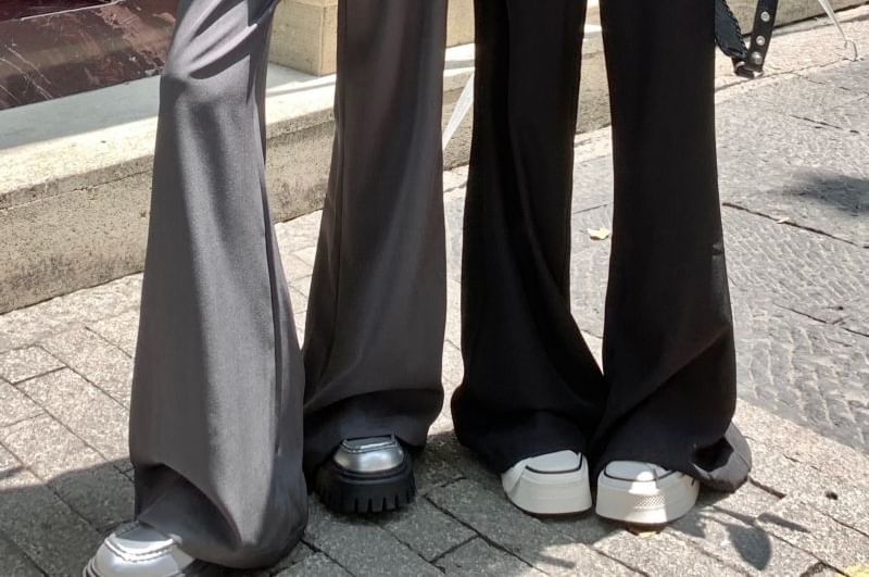 Pants Skirt Overlay Flared High Waist Plain