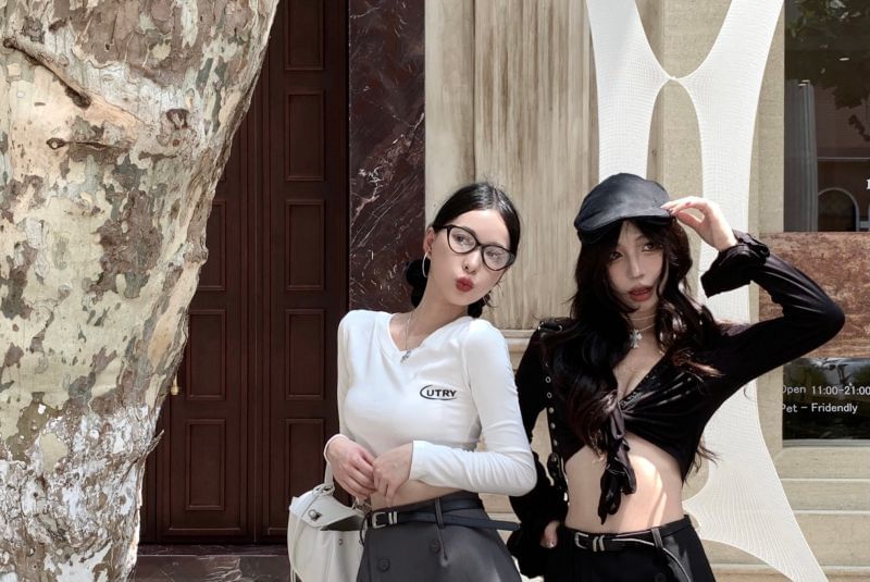 Pants Skirt Overlay Flared High Waist Plain