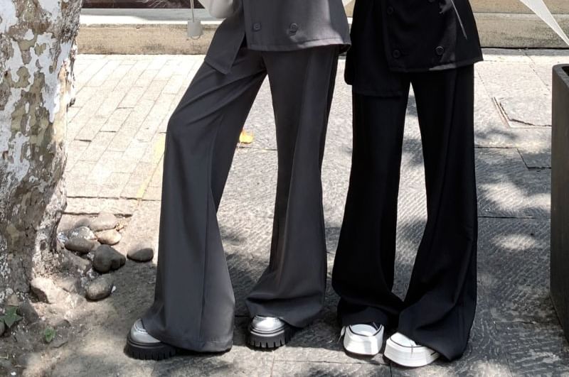 Pants Skirt Overlay Flared High Waist Plain