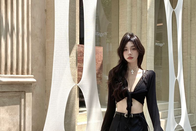 Pants Skirt Overlay Flared High Waist Plain