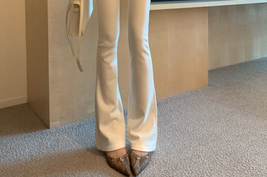 Rise High Pants Flared Plain