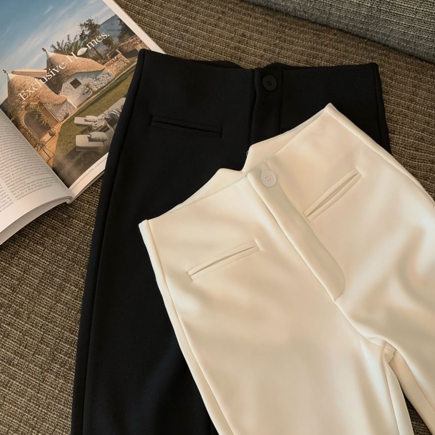 Rise High Pants Flared Plain