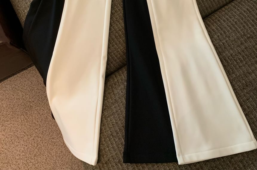 Rise High Pants Flared Plain