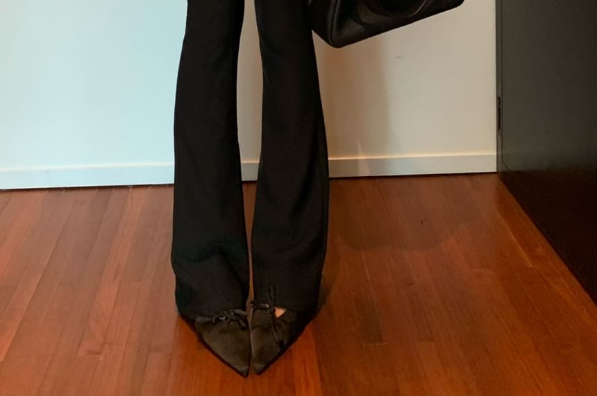 Rise High Pants Flared Plain