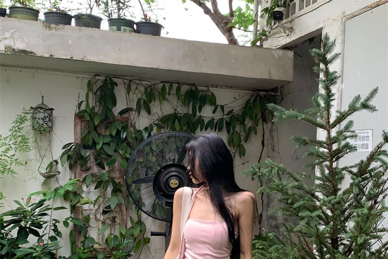 Leg Wide Tube Plain Top Waist Strapless Drawstring Pants /