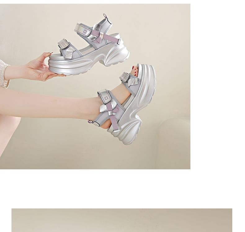Adhesive Strap Platform Chunky Heel Sandals
