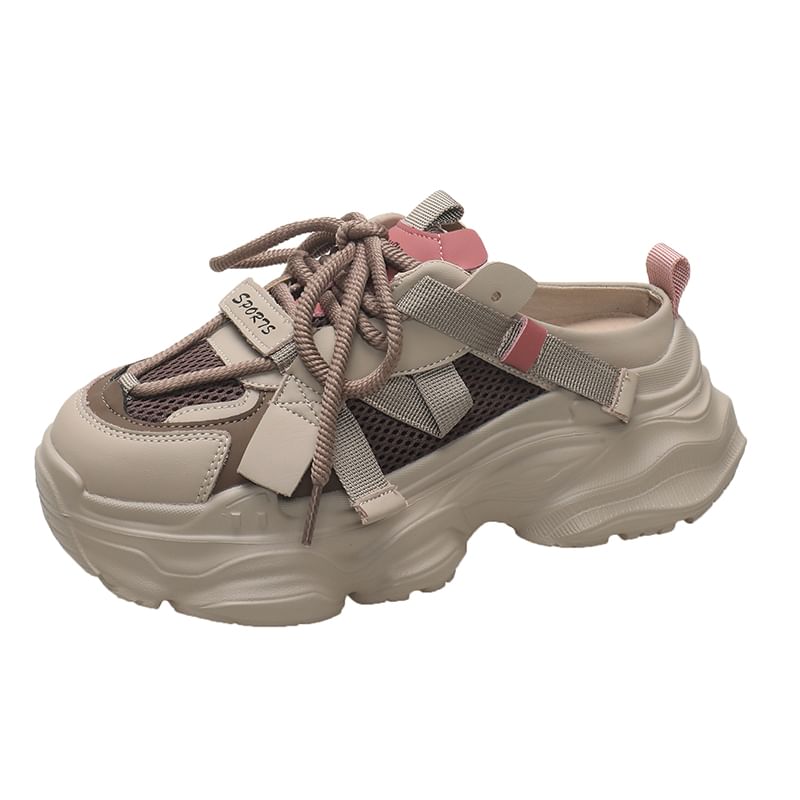 Platform Lettering Lace-Up Sneakers