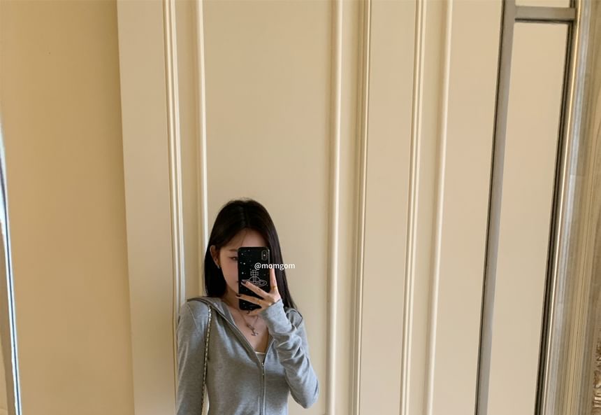 Zip-Up Hoodie with High-Rise Maxi Flared Skirt