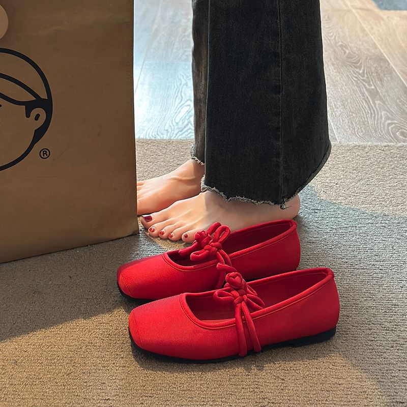 Flats Mary Plain Toe Buttoned Frog Jane Square