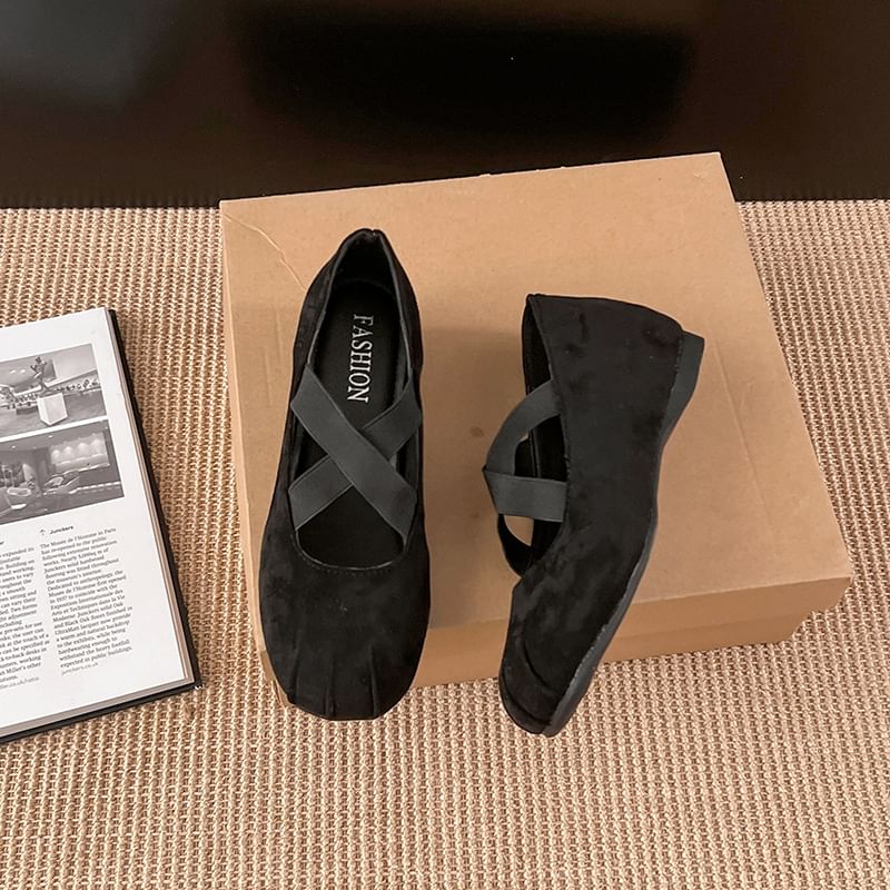 Cross Hidden Wedge Mary Strap Jane Shoes