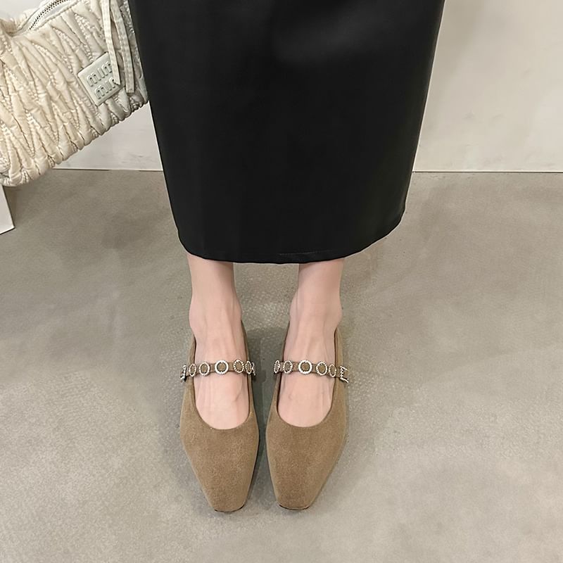 Accent Jane Mary Heel Pumps Rhinestone Chunky