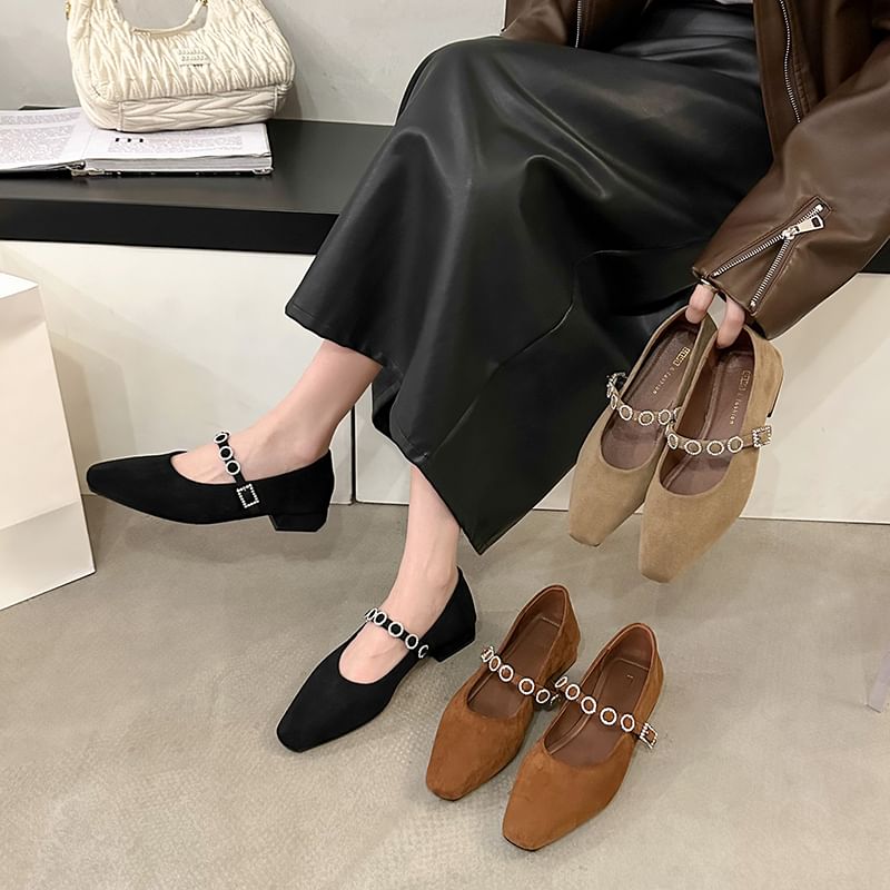 Accent Jane Mary Heel Pumps Rhinestone Chunky