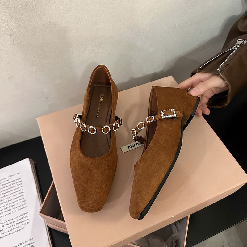 Accent Jane Mary Heel Pumps Rhinestone Chunky