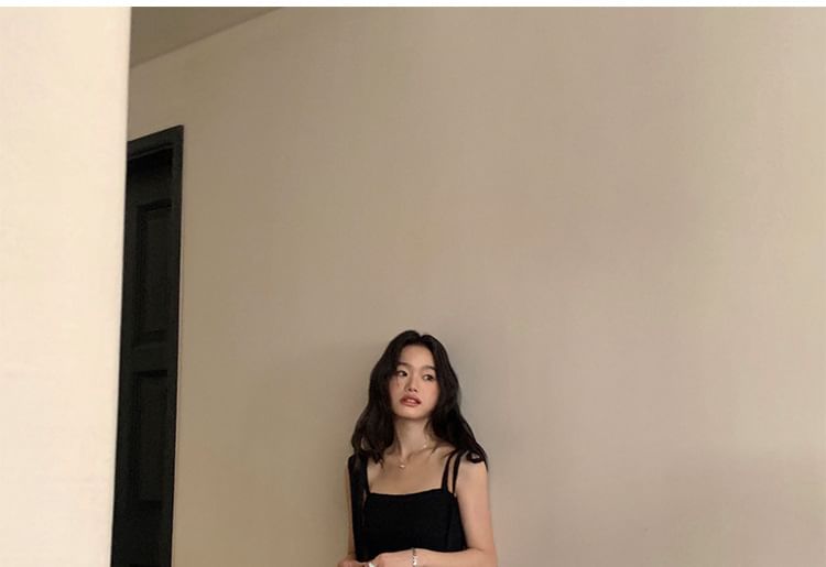 A-Line Plain Shoulder Dress Tie Maxi