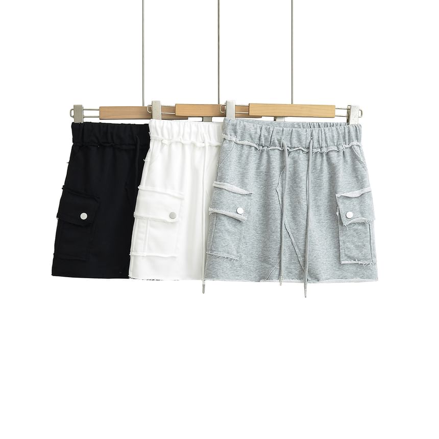 Drawstring Mini Pencil Skirt with High-Rise Fit