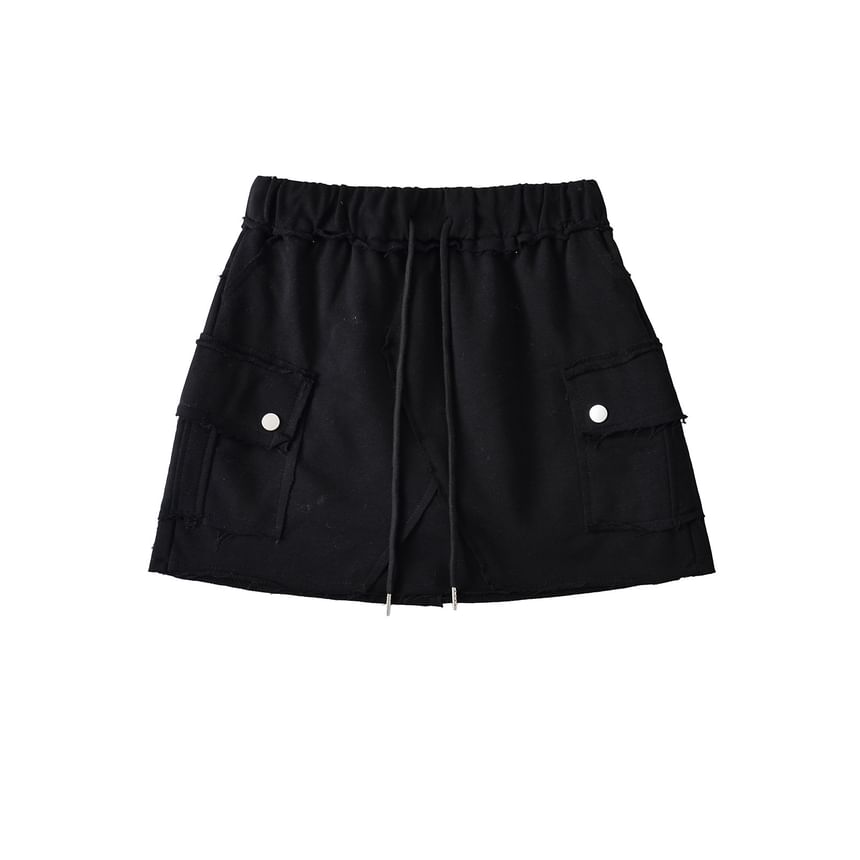 Drawstring Mini Pencil Skirt with High-Rise Fit