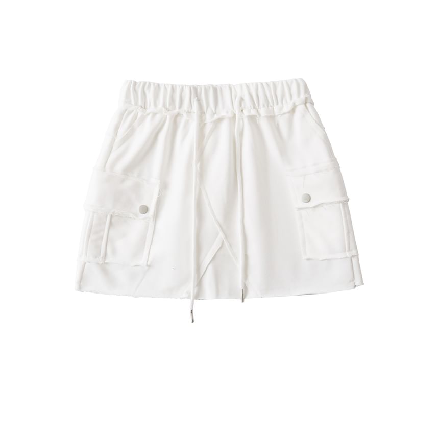 Drawstring Mini Pencil Skirt with High-Rise Fit