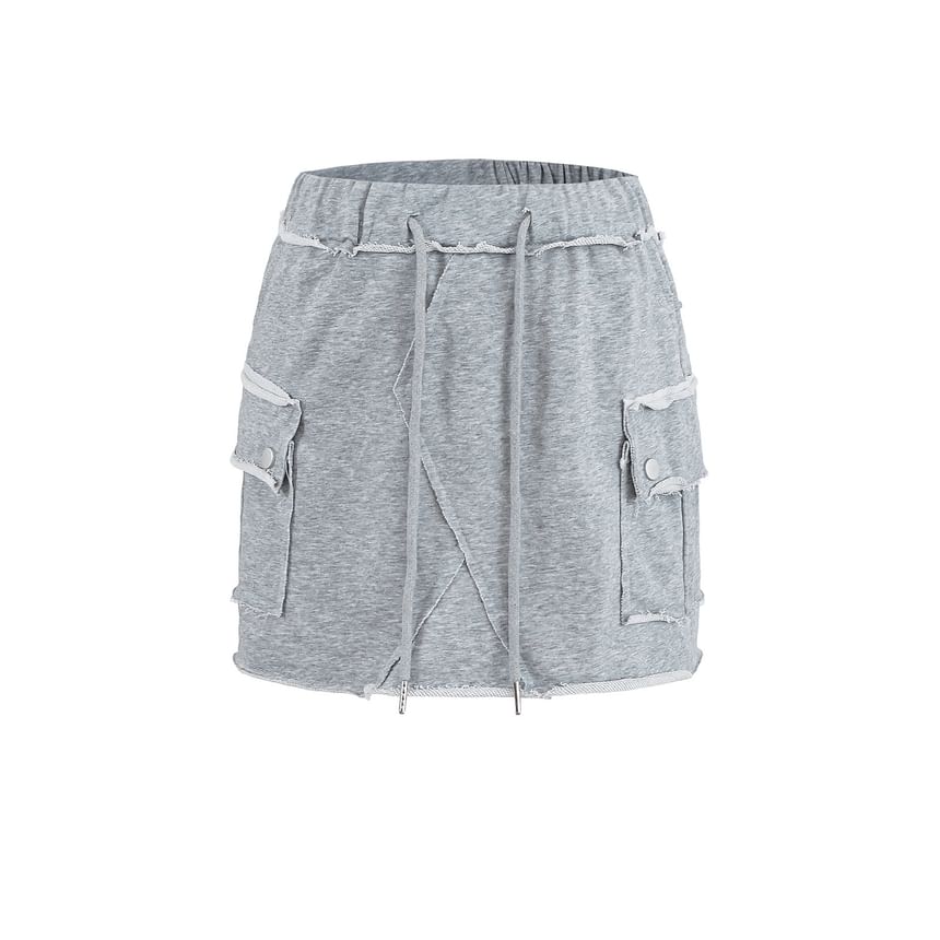 Drawstring Mini Pencil Skirt with High-Rise Fit