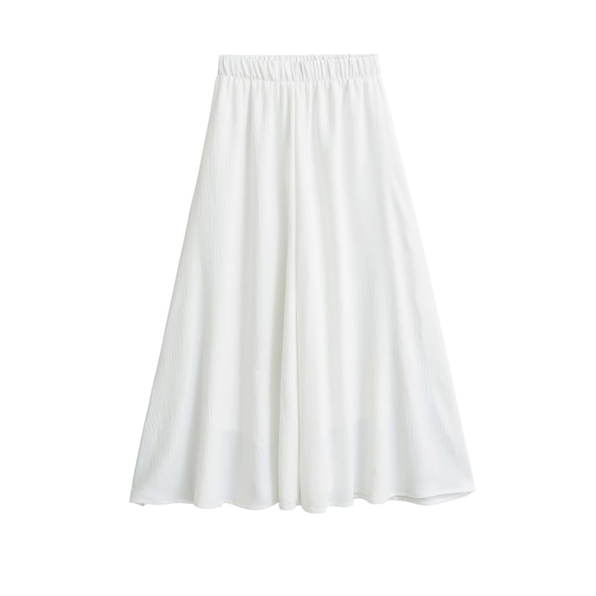 Maxi Flared Skirt with Elevated Waist and Simple Style