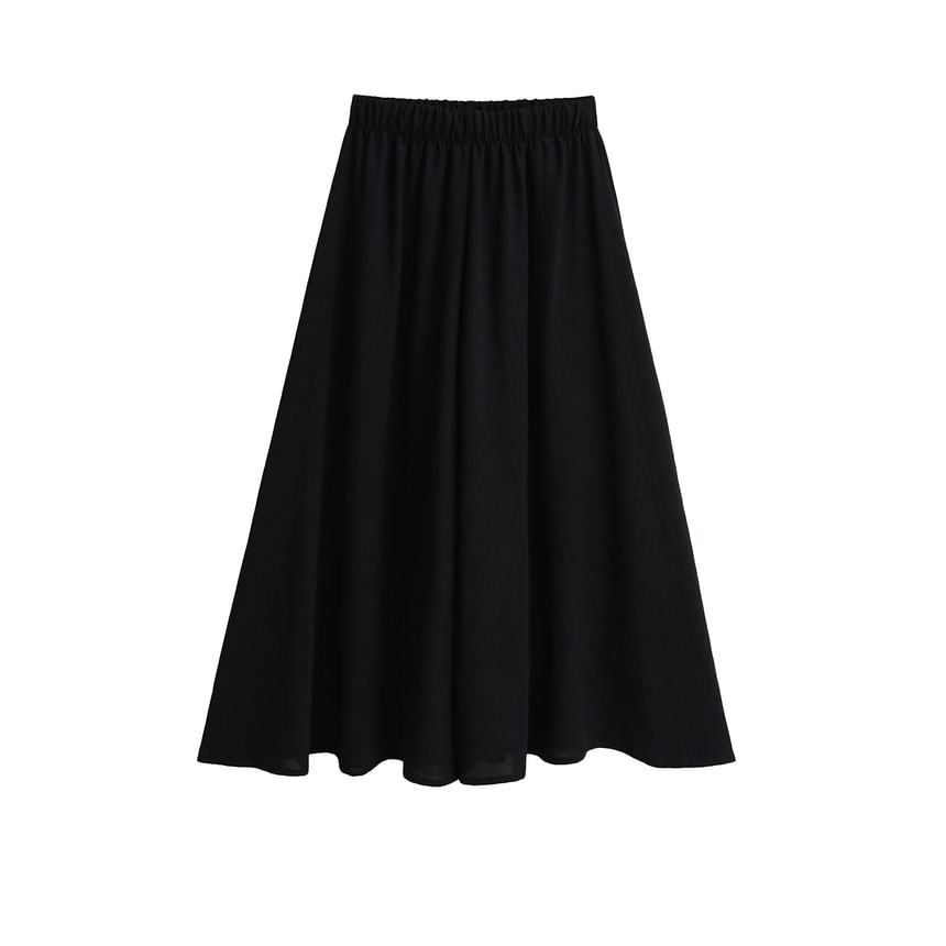 Maxi Flared Skirt with Elevated Waist and Simple Style