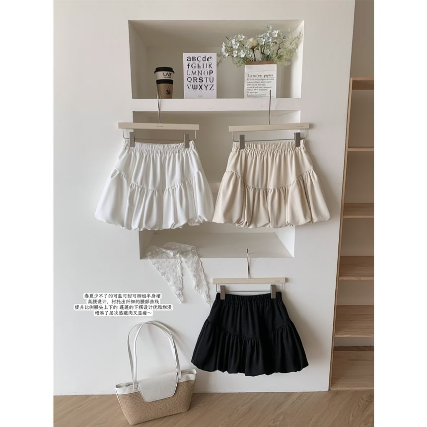 Classic Mini Flared Skirt with Elastic Waistband