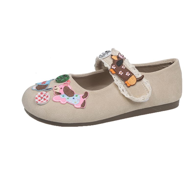 Applique Jane Animal Shoes Cartoon Mary