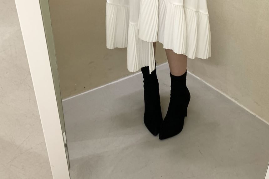Asymmetrical A-Line Midi Skirt with High Waist