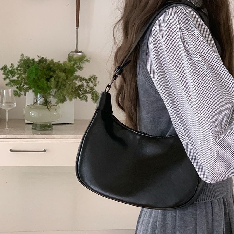 Leather Shoulder Faux Plain Bag