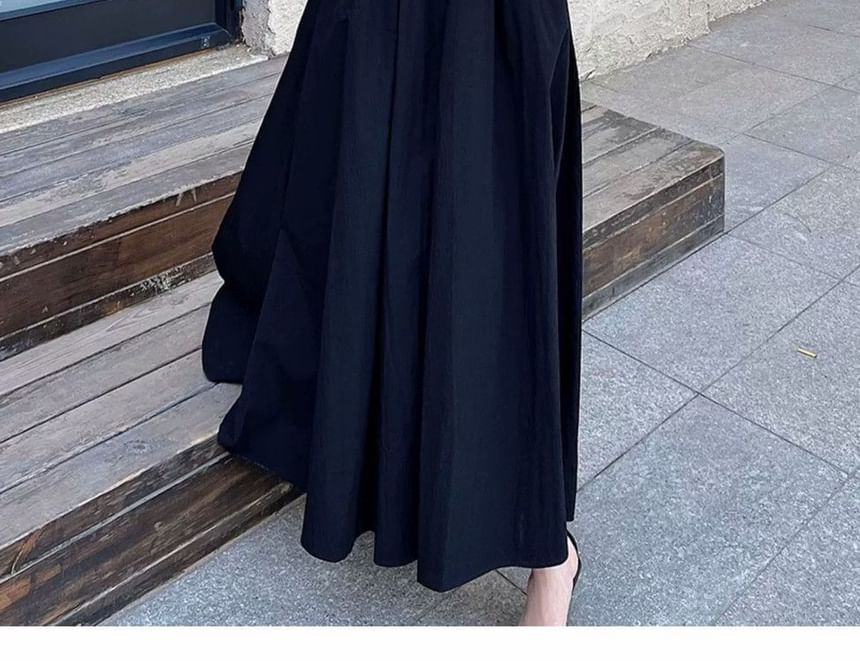 Short Sleeve U-Neck Plain Maxi A-Line Dress