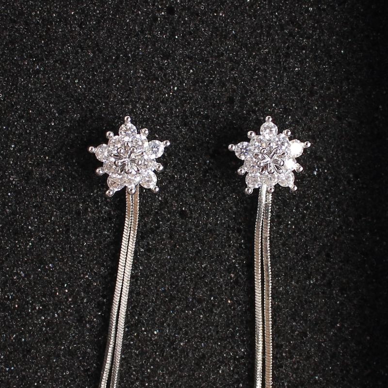 Earring Dangle / Fringed Clip-On Star Rhinestone