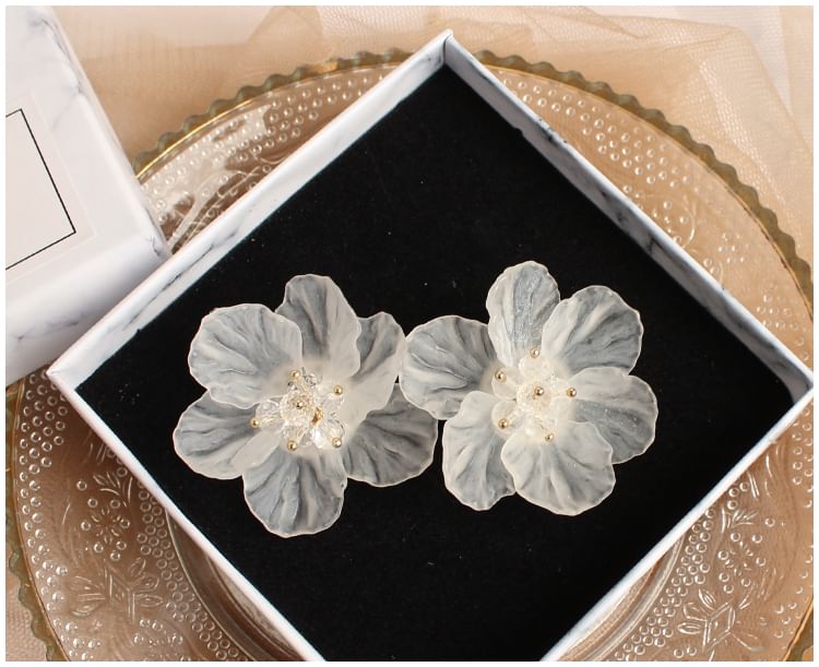 / Flower Stud Clip-On Earring Ear