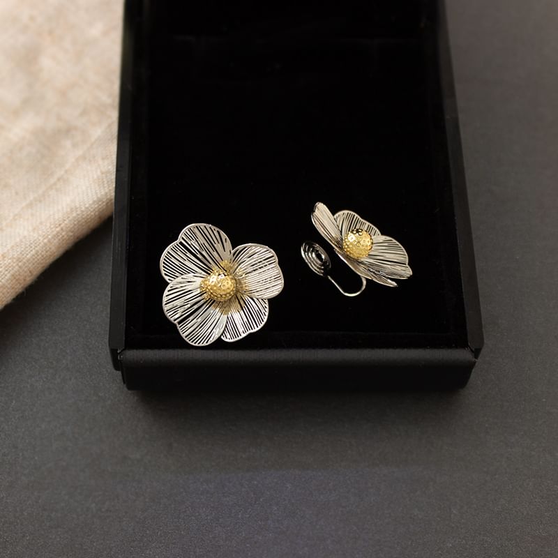 Earring Flower Ear Stud Clip-On /