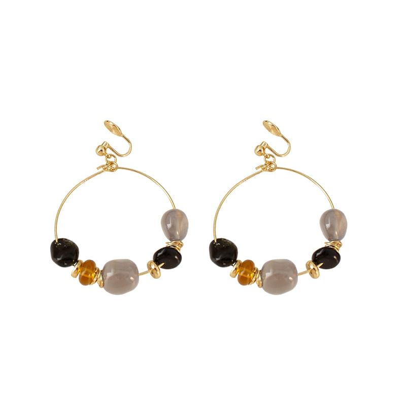Hoop Irregular Beaded Hook Clip-On / Earring Drop