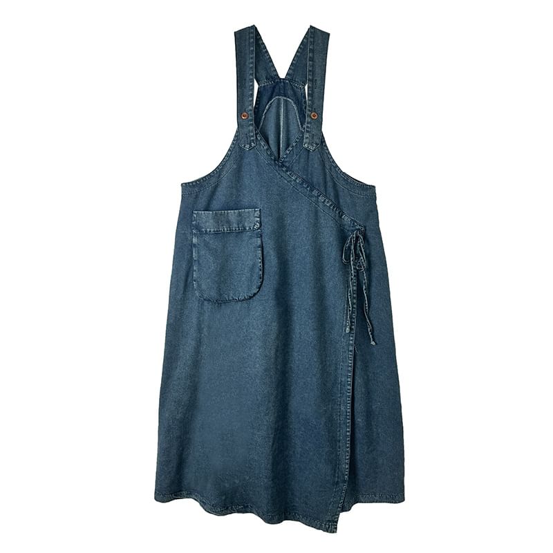 Denim V-Neck Sleeveless A-Line Maxi Dress