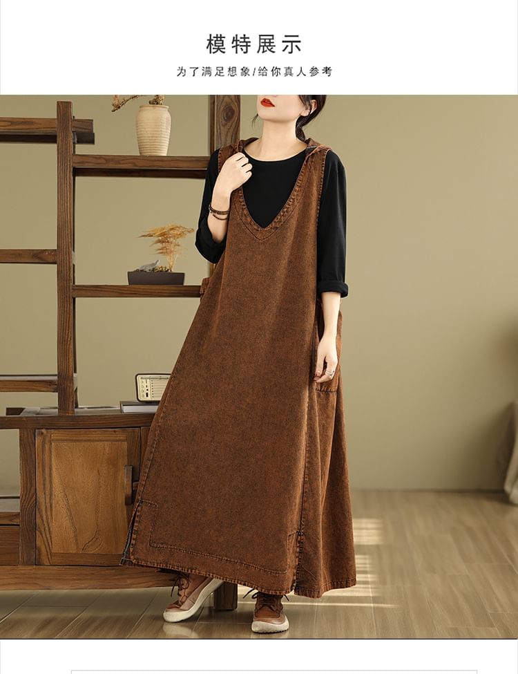 V-Neck Sleeveless A-Line Maxi Dress